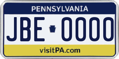 PA license plate JBE0000