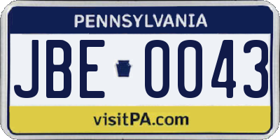 PA license plate JBE0043