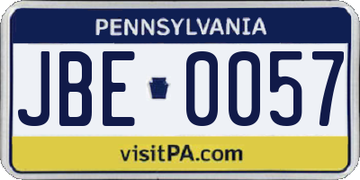 PA license plate JBE0057