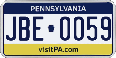 PA license plate JBE0059