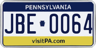 PA license plate JBE0064