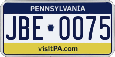 PA license plate JBE0075
