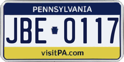 PA license plate JBE0117