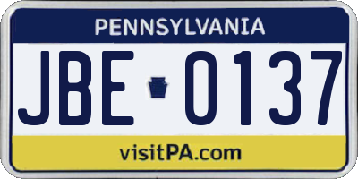 PA license plate JBE0137