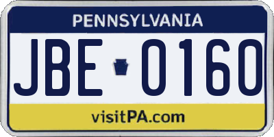 PA license plate JBE0160