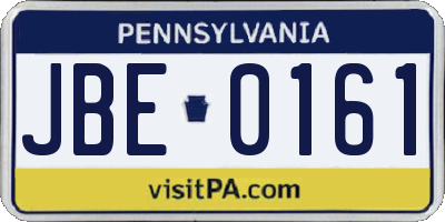 PA license plate JBE0161