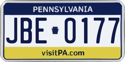 PA license plate JBE0177