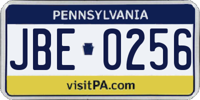 PA license plate JBE0256
