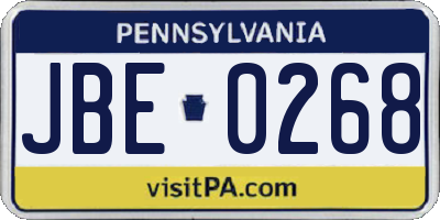 PA license plate JBE0268