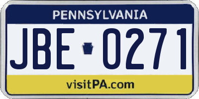 PA license plate JBE0271