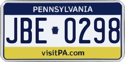 PA license plate JBE0298