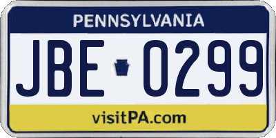 PA license plate JBE0299