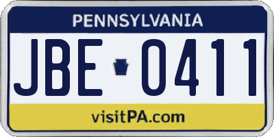 PA license plate JBE0411