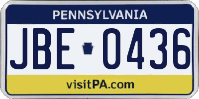 PA license plate JBE0436