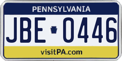 PA license plate JBE0446