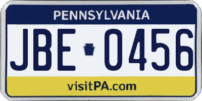 PA license plate JBE0456
