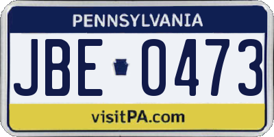 PA license plate JBE0473