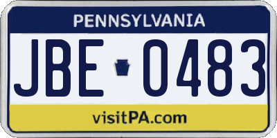 PA license plate JBE0483