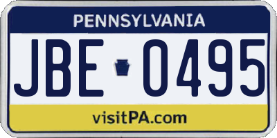 PA license plate JBE0495