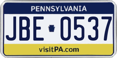 PA license plate JBE0537