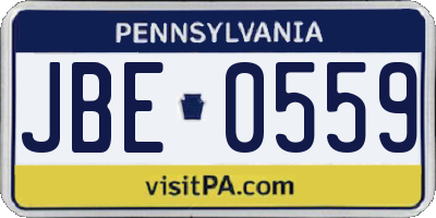 PA license plate JBE0559