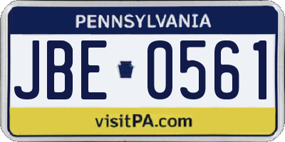 PA license plate JBE0561