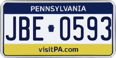 PA license plate JBE0593