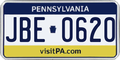 PA license plate JBE0620