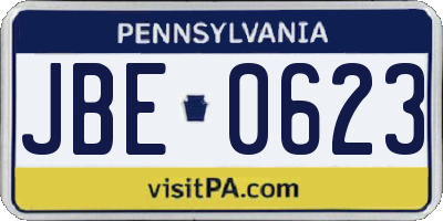 PA license plate JBE0623