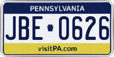 PA license plate JBE0626