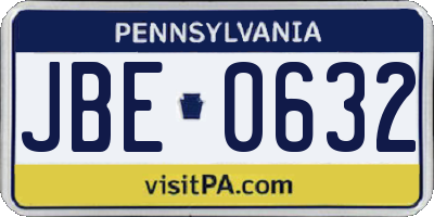 PA license plate JBE0632