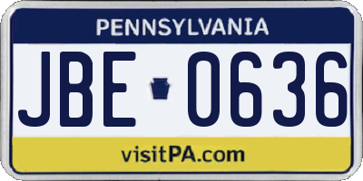 PA license plate JBE0636