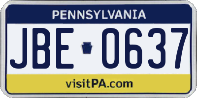 PA license plate JBE0637