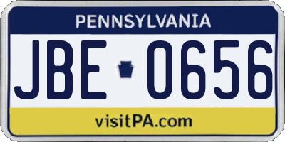 PA license plate JBE0656