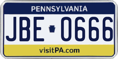 PA license plate JBE0666
