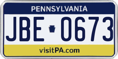 PA license plate JBE0673