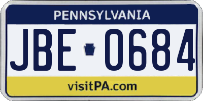 PA license plate JBE0684