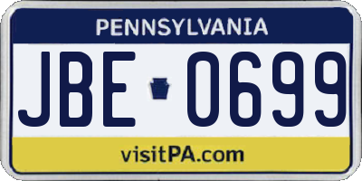 PA license plate JBE0699