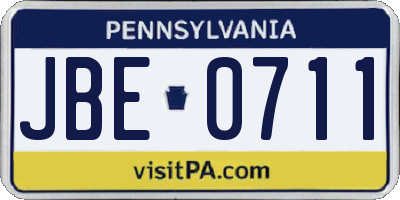 PA license plate JBE0711
