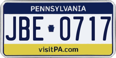PA license plate JBE0717