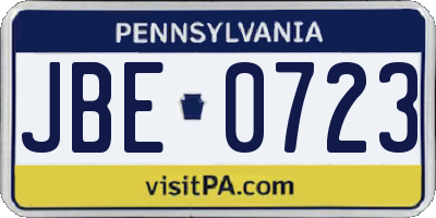 PA license plate JBE0723