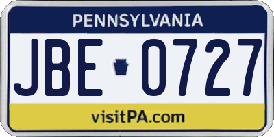 PA license plate JBE0727