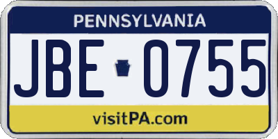 PA license plate JBE0755