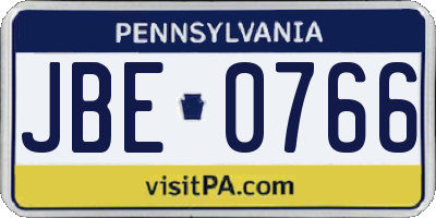 PA license plate JBE0766