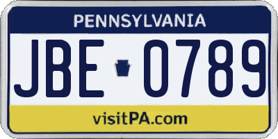 PA license plate JBE0789