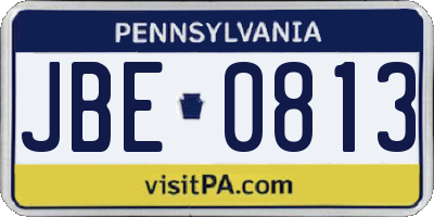 PA license plate JBE0813