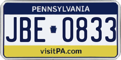 PA license plate JBE0833