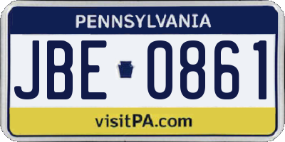 PA license plate JBE0861
