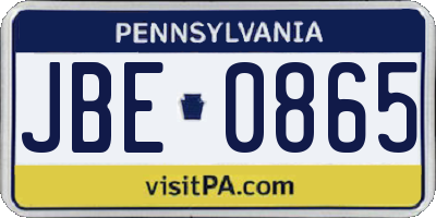 PA license plate JBE0865