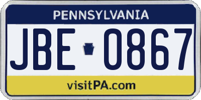 PA license plate JBE0867